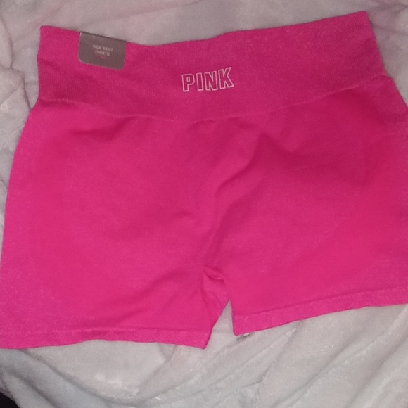 NWT Victoria Secret PINK Athletic Shorts Med Ombre Pink Purple Seamless Stretch - Picture 2 of 2